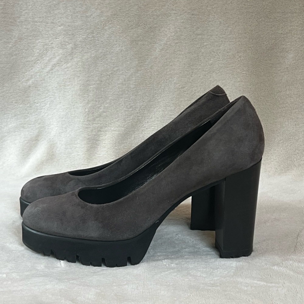 Luca Grossi Made in Italy Gray Suede Women's Platform Heels 37 EUC Retail: $288